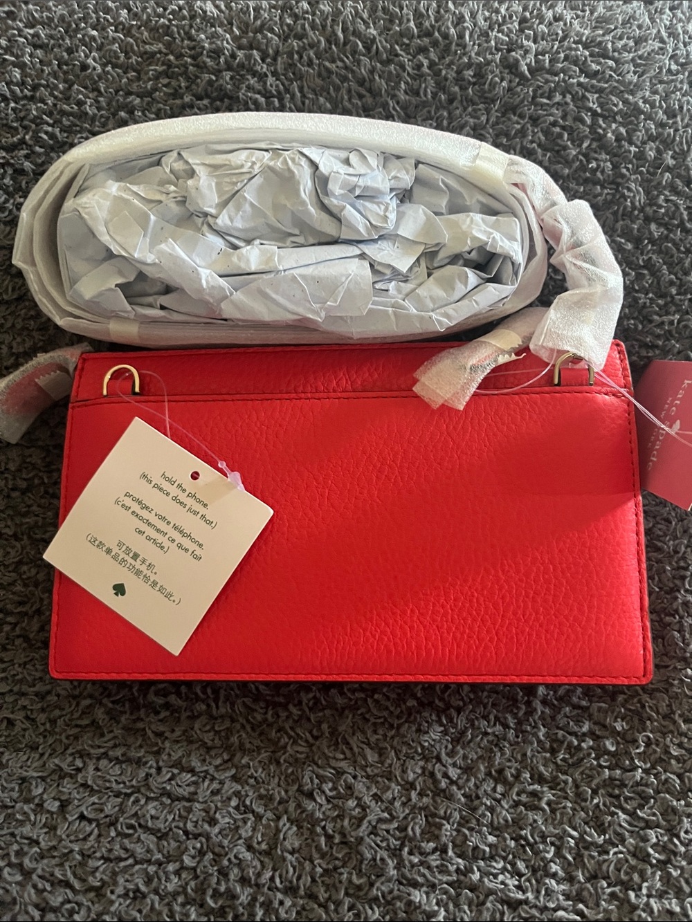 kate spade Red Pebbled Leather Crossbody Wallet - Picture 4 of 7